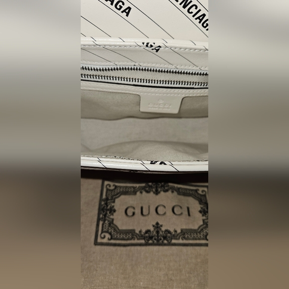 Gucci X BALENCIAGA Calfskin Matelasse Logo Print Small GG Marmont Shoulder Bag - Picture 9 of 17